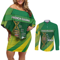 French Guiana Is In My DNA Couples Matching Off Shoulder Short Dress and Long Sleeve Button Shirt - Wonder Print Shop