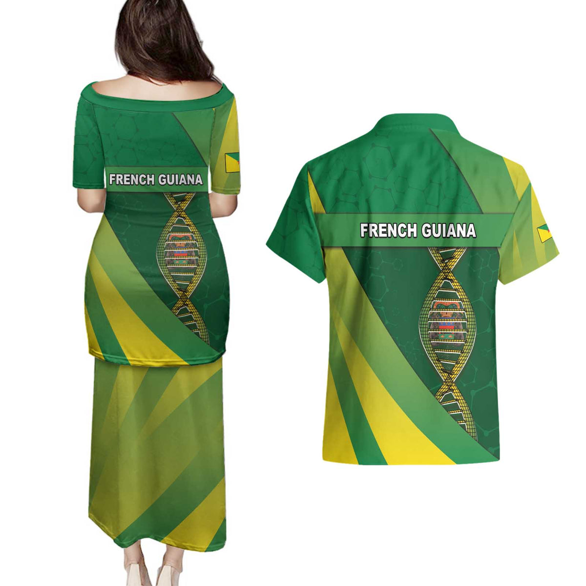 French Guiana Is In My DNA Couples Matching Puletasi and Hawaiian Shirt - Wonder Print Shop