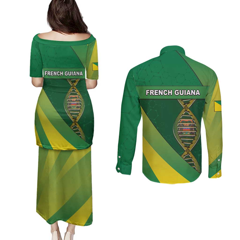 French Guiana Is In My DNA Couples Matching Puletasi and Long Sleeve Button Shirt - Wonder Print Shop