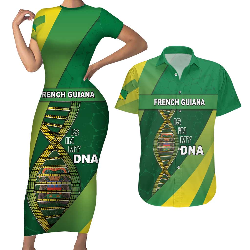 French Guiana Is In My DNA Couples Matching Short Sleeve Bodycon Dress and Hawaiian Shirt - Wonder Print Shop
