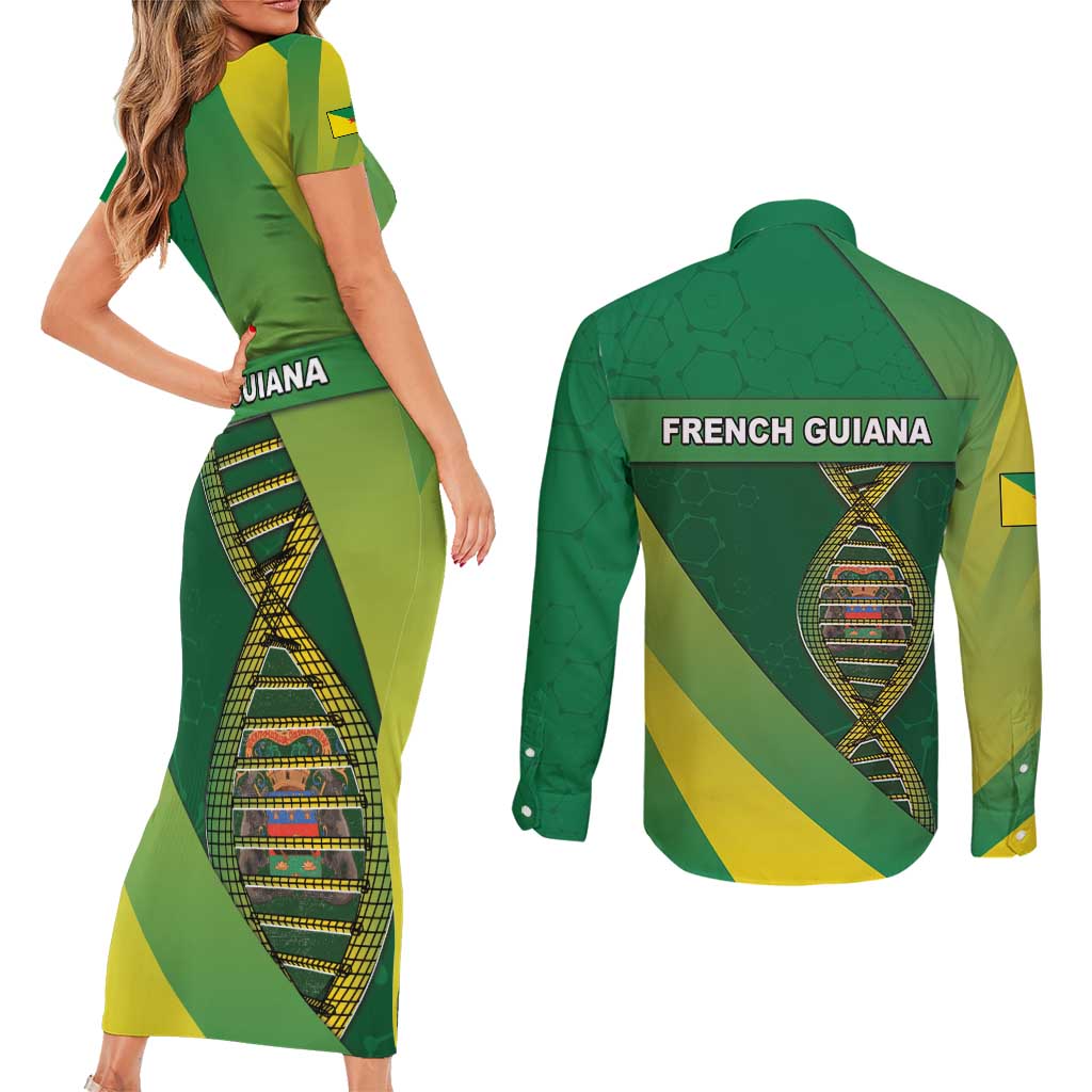 French Guiana Is In My DNA Couples Matching Short Sleeve Bodycon Dress and Long Sleeve Button Shirt - Wonder Print Shop