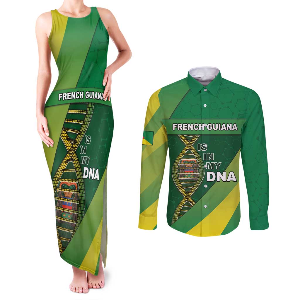 French Guiana Is In My DNA Couples Matching Tank Maxi Dress and Long Sleeve Button Shirt - Wonder Print Shop
