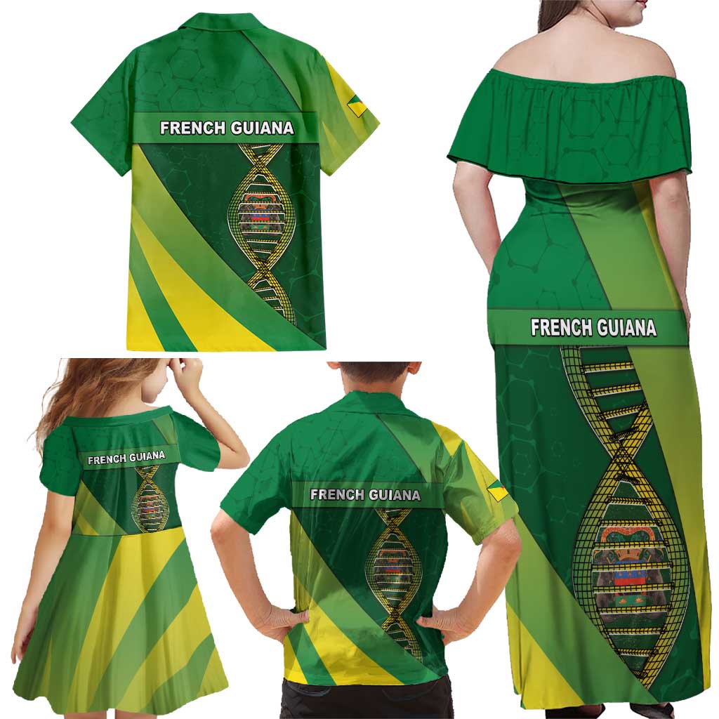 French Guiana Is In My DNA Family Matching Off Shoulder Maxi Dress and Hawaiian Shirt - Wonder Print Shop