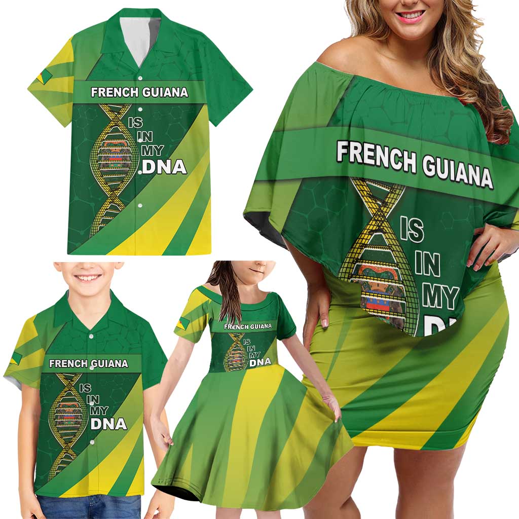 French Guiana Is In My DNA Family Matching Off Shoulder Short Dress and Hawaiian Shirt - Wonder Print Shop
