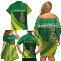 French Guiana Is In My DNA Family Matching Off Shoulder Short Dress and Hawaiian Shirt - Wonder Print Shop