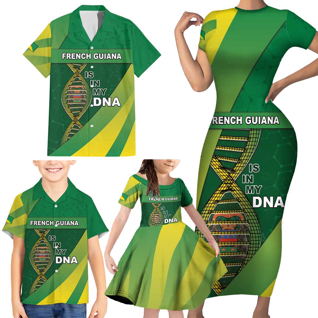 French Guiana Is In My DNA Family Matching Short Sleeve Bodycon Dress and Hawaiian Shirt - Wonder Print Shop