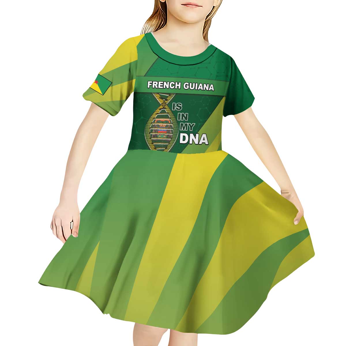 French Guiana Is In My DNA Kid Short Sleeve Dress - Wonder Print Shop