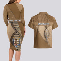 Saint Martin Is In My DNA Couples Matching Long Sleeve Bodycon Dress and Hawaiian Shirt - Wonder Print Shop