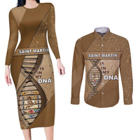 Saint Martin Is In My DNA Couples Matching Long Sleeve Bodycon Dress and Long Sleeve Button Shirt - Wonder Print Shop