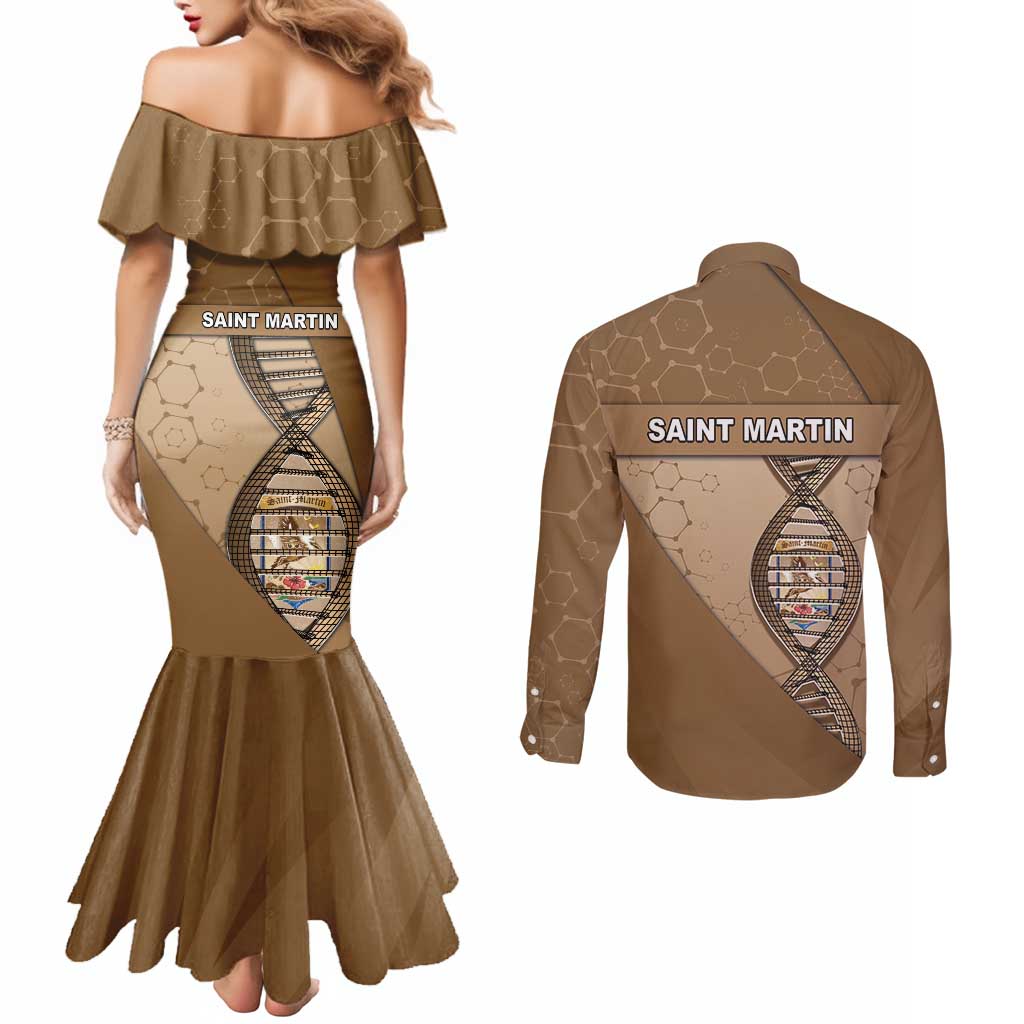 Saint Martin Is In My DNA Couples Matching Mermaid Dress and Long Sleeve Button Shirt - Wonder Print Shop