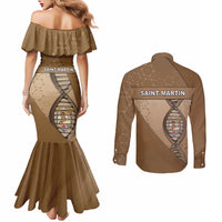 Saint Martin Is In My DNA Couples Matching Mermaid Dress and Long Sleeve Button Shirt - Wonder Print Shop