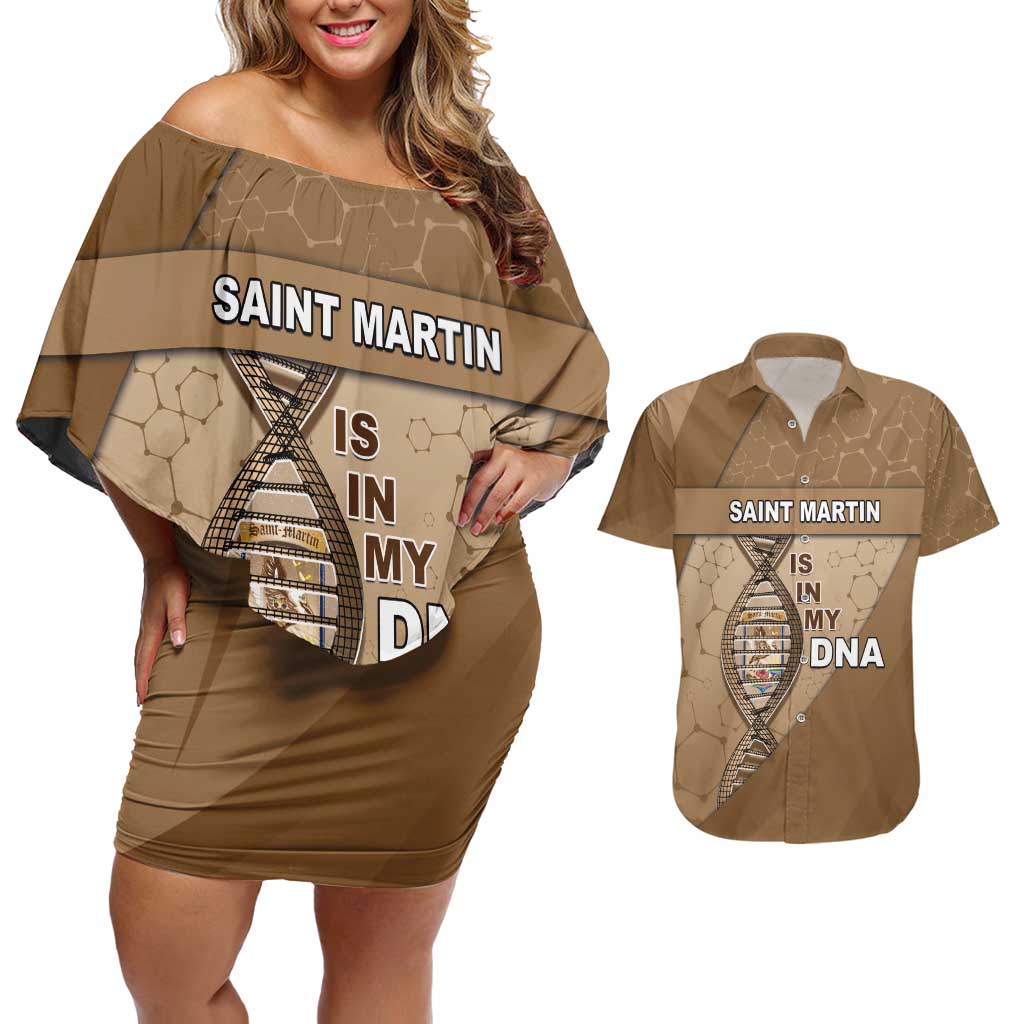 Saint Martin Is In My DNA Couples Matching Off Shoulder Short Dress and Hawaiian Shirt - Wonder Print Shop