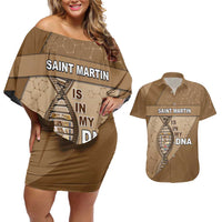 Saint Martin Is In My DNA Couples Matching Off Shoulder Short Dress and Hawaiian Shirt - Wonder Print Shop