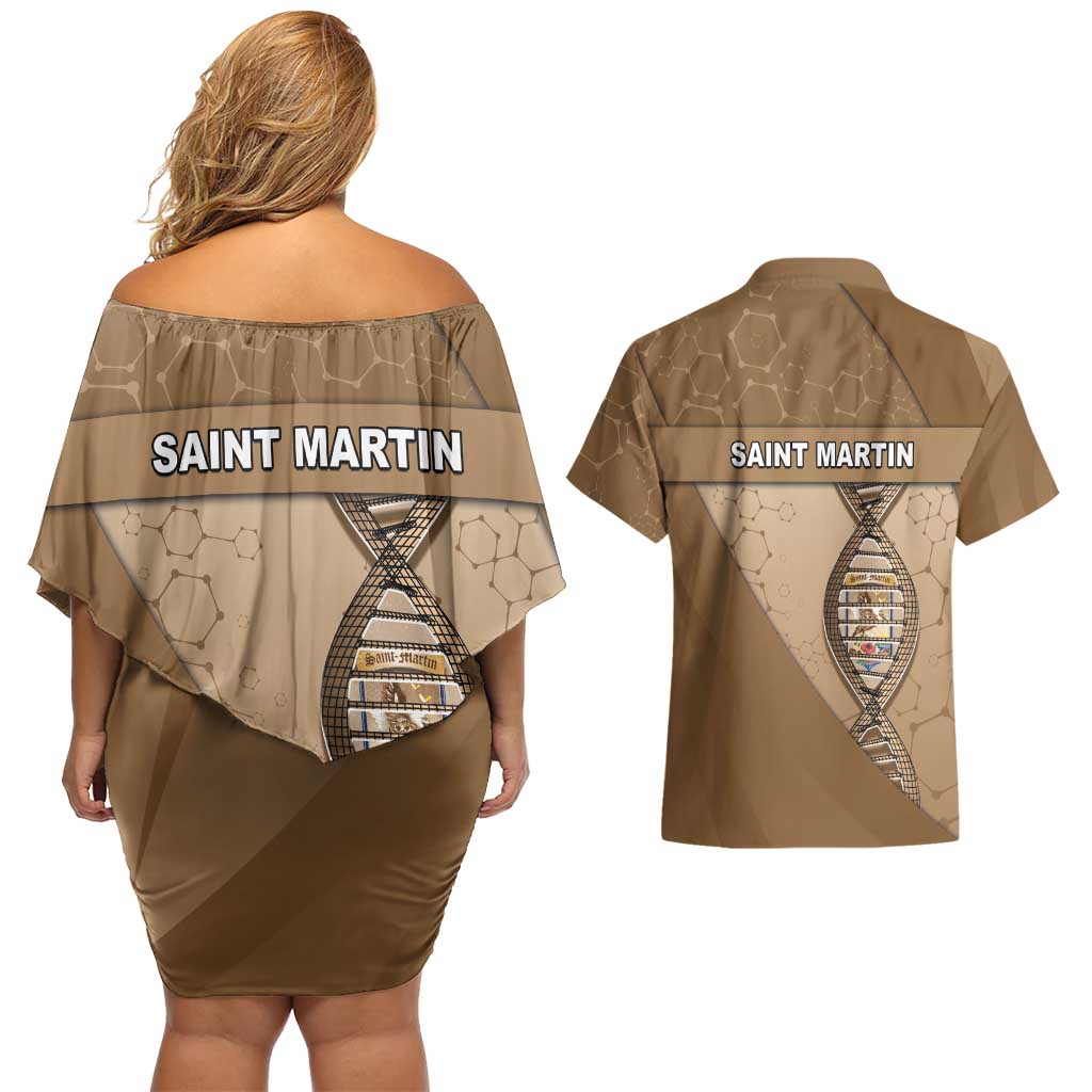 Saint Martin Is In My DNA Couples Matching Off Shoulder Short Dress and Hawaiian Shirt - Wonder Print Shop