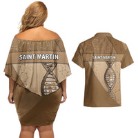 Saint Martin Is In My DNA Couples Matching Off Shoulder Short Dress and Hawaiian Shirt - Wonder Print Shop