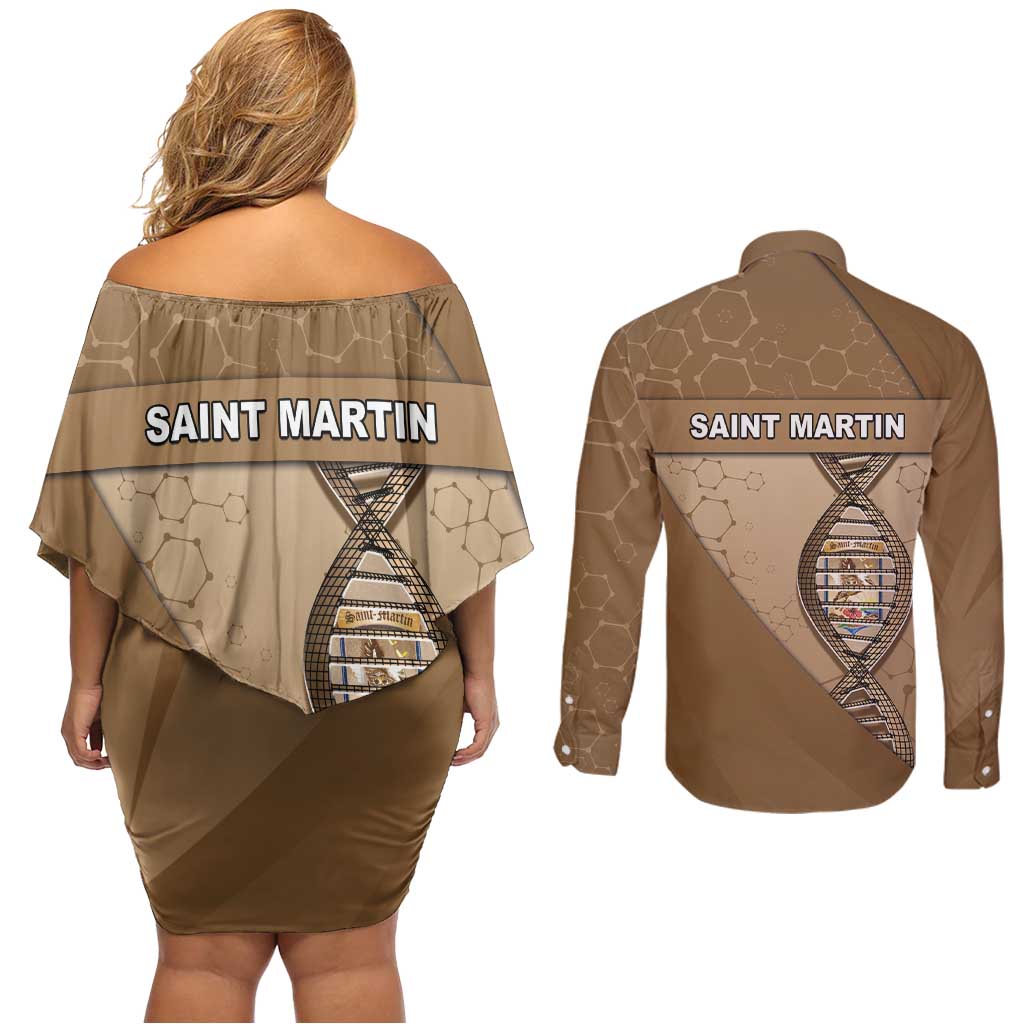 Saint Martin Is In My DNA Couples Matching Off Shoulder Short Dress and Long Sleeve Button Shirt - Wonder Print Shop