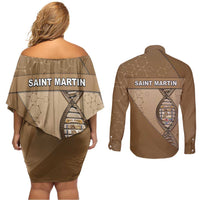Saint Martin Is In My DNA Couples Matching Off Shoulder Short Dress and Long Sleeve Button Shirt - Wonder Print Shop