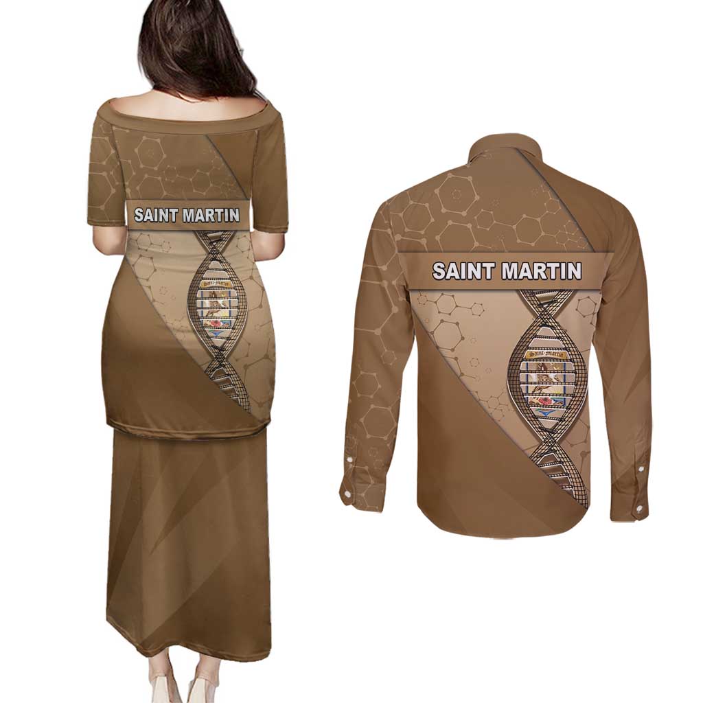 Saint Martin Is In My DNA Couples Matching Puletasi and Long Sleeve Button Shirt - Wonder Print Shop