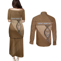 Saint Martin Is In My DNA Couples Matching Puletasi and Long Sleeve Button Shirt - Wonder Print Shop