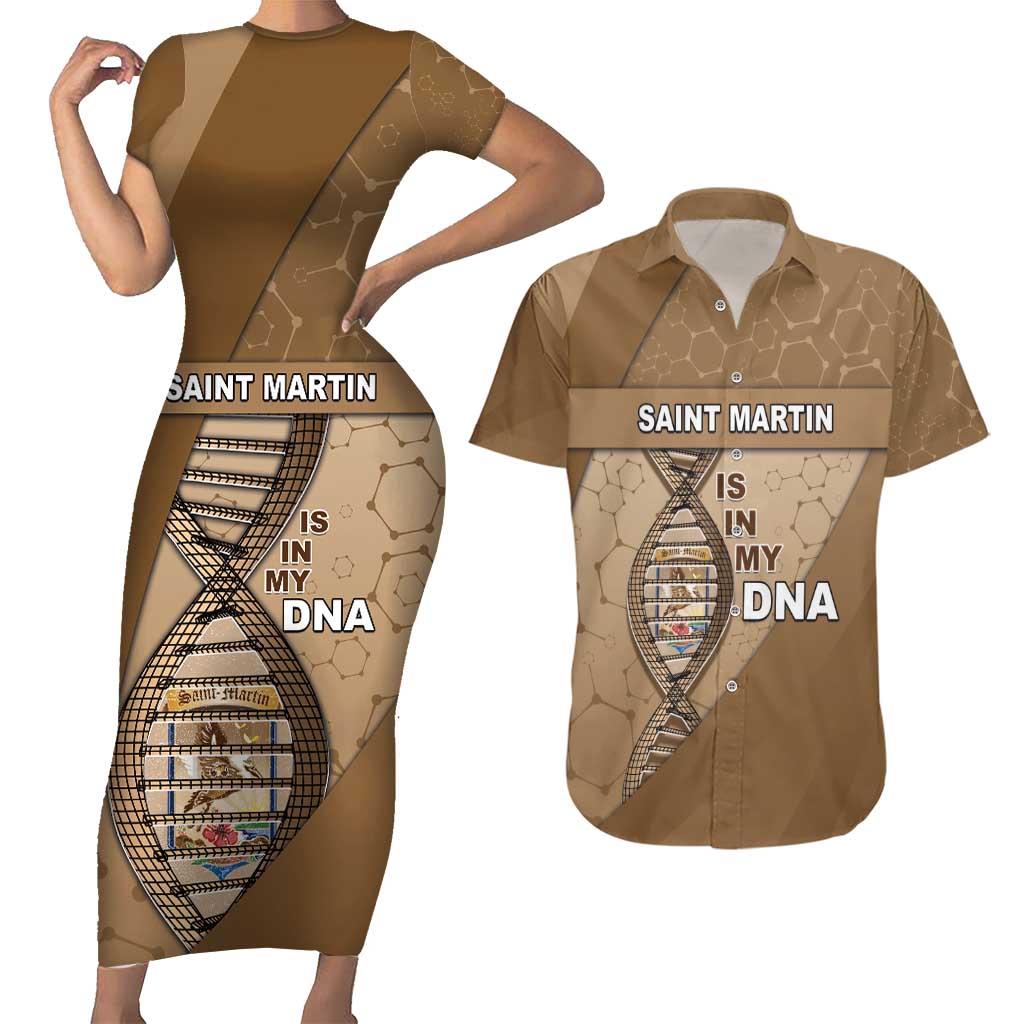 Saint Martin Is In My DNA Couples Matching Short Sleeve Bodycon Dress and Hawaiian Shirt - Wonder Print Shop