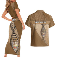 Saint Martin Is In My DNA Couples Matching Short Sleeve Bodycon Dress and Hawaiian Shirt - Wonder Print Shop