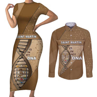 Saint Martin Is In My DNA Couples Matching Short Sleeve Bodycon Dress and Long Sleeve Button Shirt - Wonder Print Shop