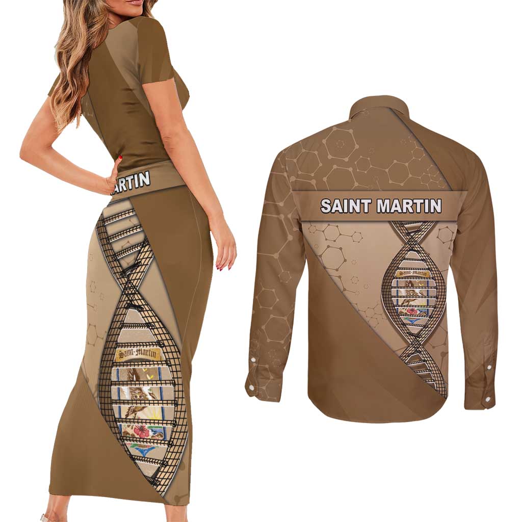 Saint Martin Is In My DNA Couples Matching Short Sleeve Bodycon Dress and Long Sleeve Button Shirt - Wonder Print Shop