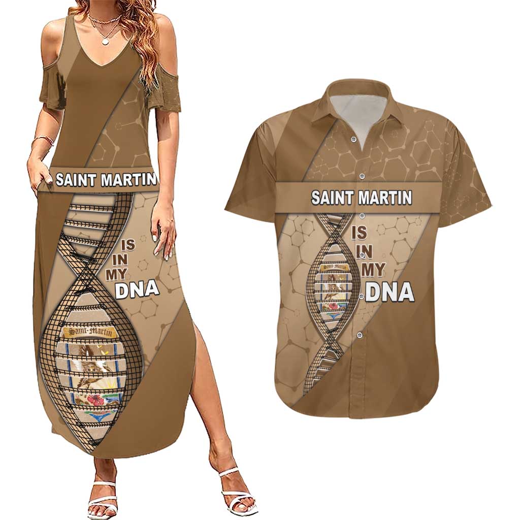Saint Martin Is In My DNA Couples Matching Summer Maxi Dress and Hawaiian Shirt - Wonder Print Shop