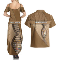 Saint Martin Is In My DNA Couples Matching Summer Maxi Dress and Hawaiian Shirt - Wonder Print Shop