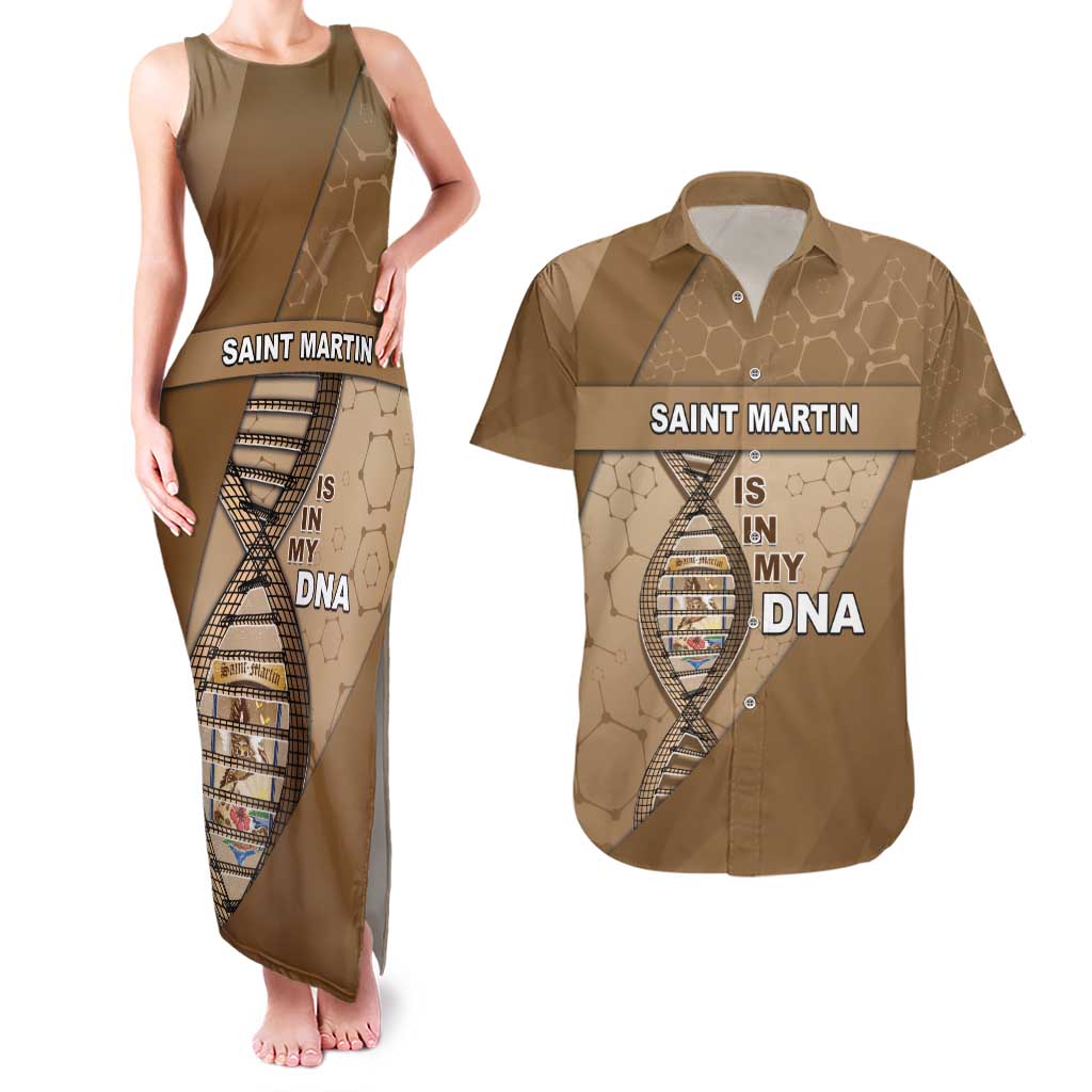 Saint Martin Is In My DNA Couples Matching Tank Maxi Dress and Hawaiian Shirt - Wonder Print Shop