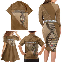 Saint Martin Is In My DNA Family Matching Long Sleeve Bodycon Dress and Hawaiian Shirt - Wonder Print Shop
