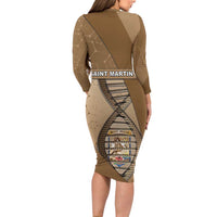 Saint Martin Is In My DNA Family Matching Long Sleeve Bodycon Dress and Hawaiian Shirt - Wonder Print Shop