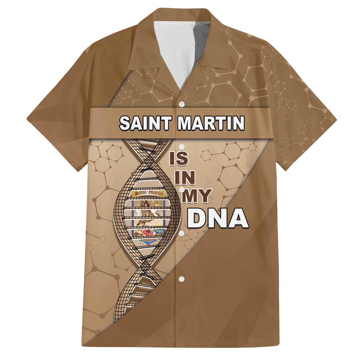 Saint Martin Is In My DNA Family Matching Off The Shoulder Long Sleeve Dress and Hawaiian Shirt - Wonder Print Shop
