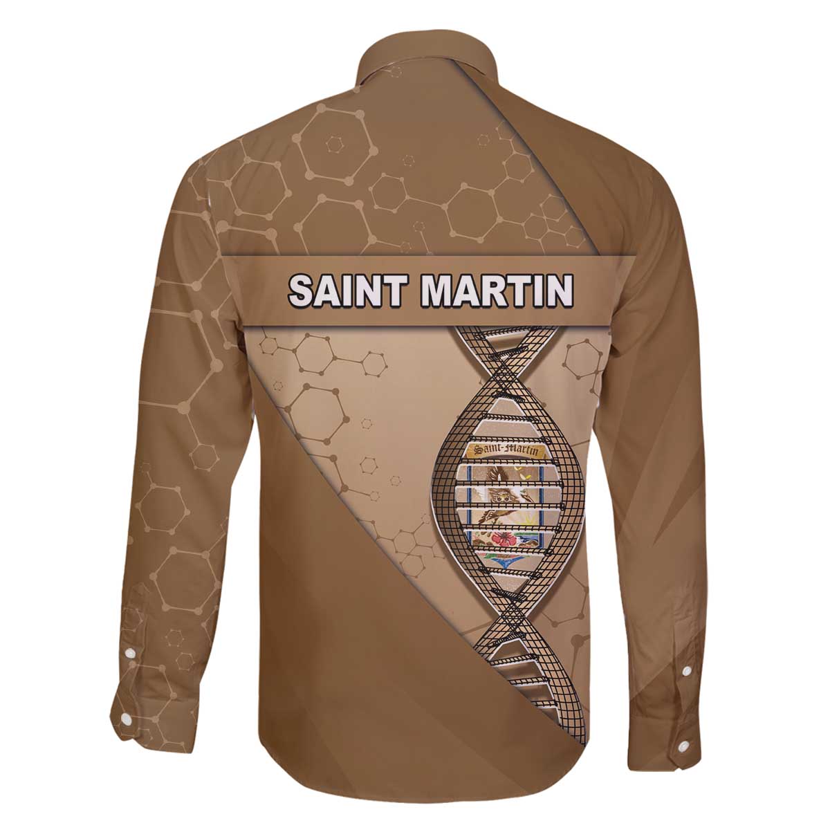 Saint Martin Is In My DNA Family Matching Off The Shoulder Long Sleeve Dress and Hawaiian Shirt - Wonder Print Shop