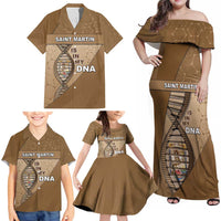 Saint Martin Is In My DNA Family Matching Off Shoulder Maxi Dress and Hawaiian Shirt - Wonder Print Shop