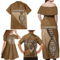 Saint Martin Is In My DNA Family Matching Off Shoulder Maxi Dress and Hawaiian Shirt - Wonder Print Shop