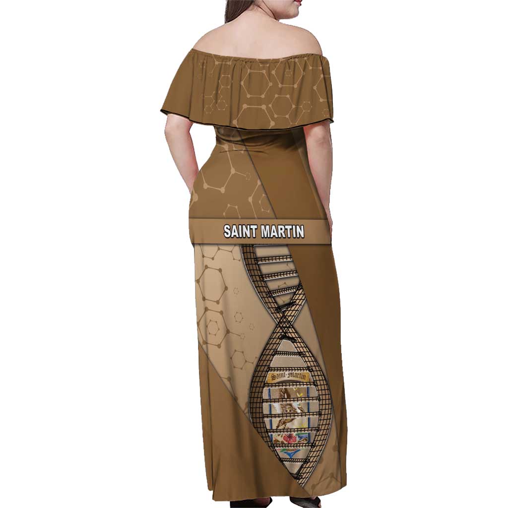 Saint Martin Is In My DNA Family Matching Off Shoulder Maxi Dress and Hawaiian Shirt - Wonder Print Shop