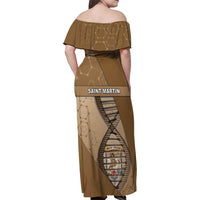 Saint Martin Is In My DNA Family Matching Off Shoulder Maxi Dress and Hawaiian Shirt - Wonder Print Shop