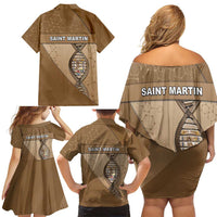 Saint Martin Is In My DNA Family Matching Off Shoulder Short Dress and Hawaiian Shirt - Wonder Print Shop