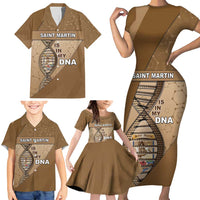 Saint Martin Is In My DNA Family Matching Short Sleeve Bodycon Dress and Hawaiian Shirt - Wonder Print Shop