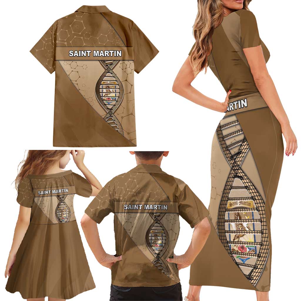 Saint Martin Is In My DNA Family Matching Short Sleeve Bodycon Dress and Hawaiian Shirt - Wonder Print Shop