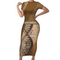 Saint Martin Is In My DNA Family Matching Short Sleeve Bodycon Dress and Hawaiian Shirt - Wonder Print Shop