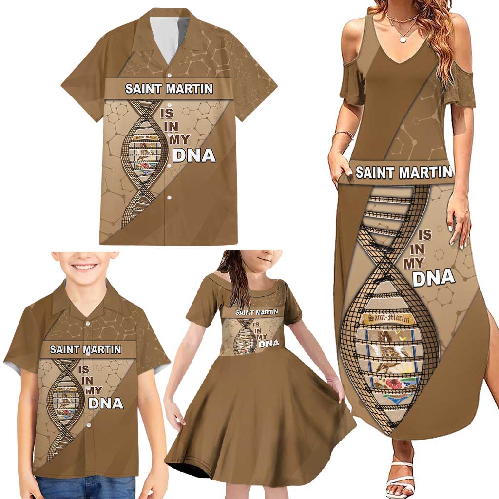 Saint Martin Is In My DNA Family Matching Summer Maxi Dress and Hawaiian Shirt - Wonder Print Shop
