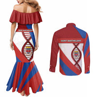 Saint Barthelemy Is In My DNA Couples Matching Mermaid Dress and Long Sleeve Button Shirt - Wonder Print Shop