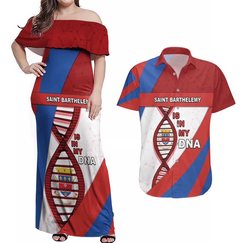 Saint Barthelemy Is In My DNA Couples Matching Off Shoulder Maxi Dress and Hawaiian Shirt - Wonder Print Shop