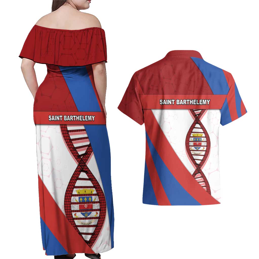 Saint Barthelemy Is In My DNA Couples Matching Off Shoulder Maxi Dress and Hawaiian Shirt - Wonder Print Shop