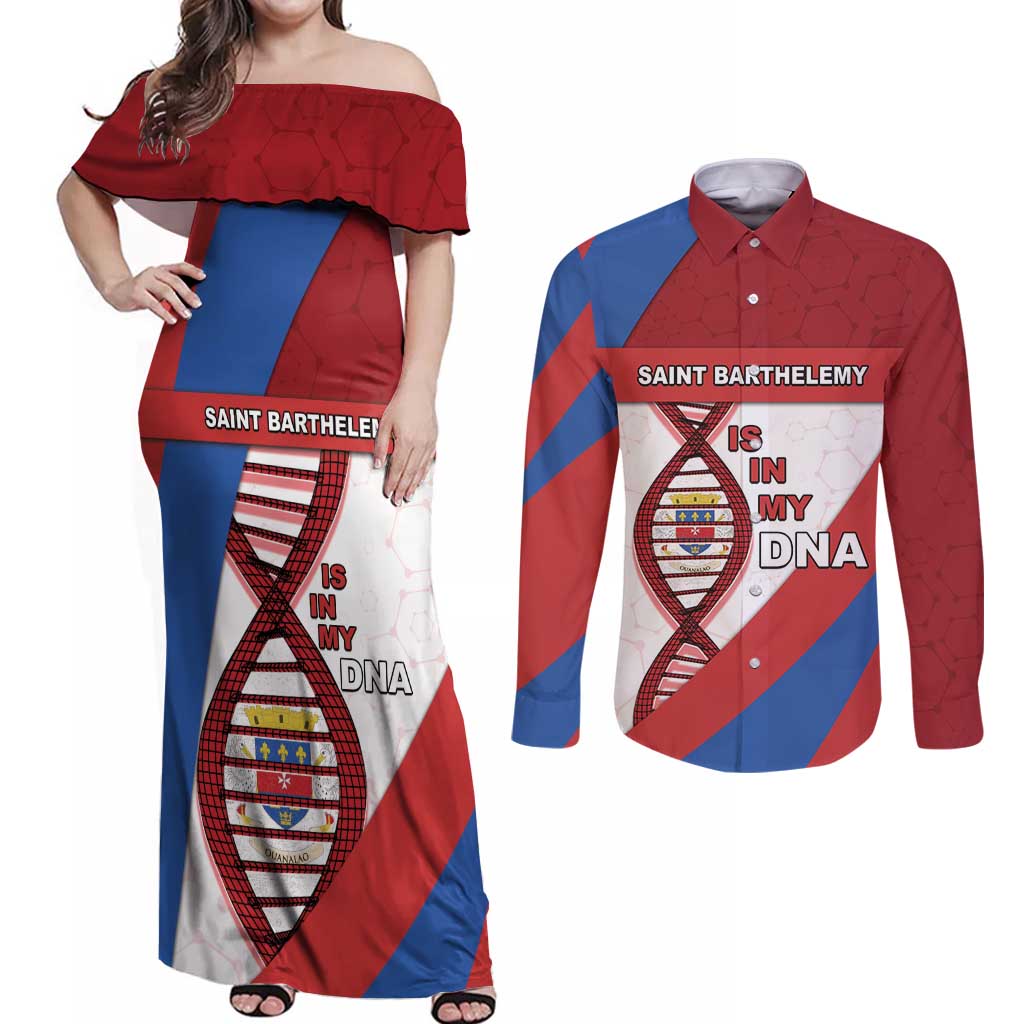Saint Barthelemy Is In My DNA Couples Matching Off Shoulder Maxi Dress and Long Sleeve Button Shirt - Wonder Print Shop
