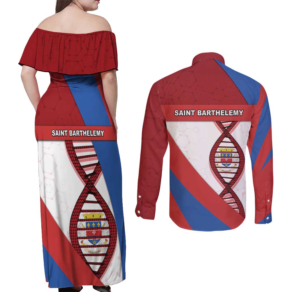 Saint Barthelemy Is In My DNA Couples Matching Off Shoulder Maxi Dress and Long Sleeve Button Shirt - Wonder Print Shop