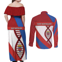 Saint Barthelemy Is In My DNA Couples Matching Off Shoulder Maxi Dress and Long Sleeve Button Shirt - Wonder Print Shop