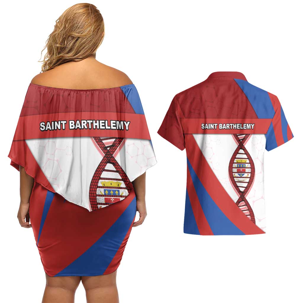 Saint Barthelemy Is In My DNA Couples Matching Off Shoulder Short Dress and Hawaiian Shirt - Wonder Print Shop